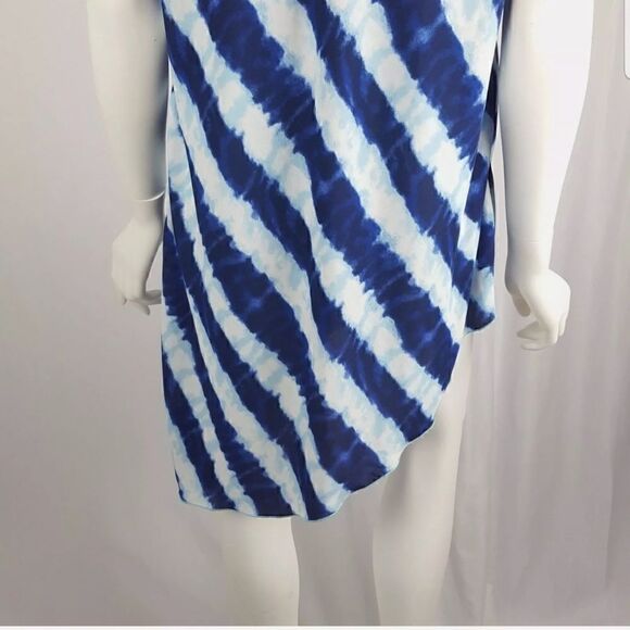 Soft Surroundings Size XS Blue Striped Sleeveless Asymetrical Hem Mini Dress - Picture 9 of 12